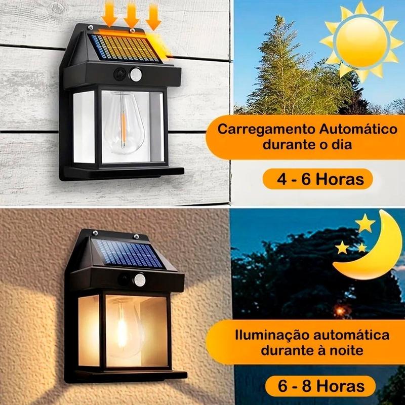 Luminaria Solar Com Movimento Sensor Luz De Parede Lâmpada LED, Luz Solar Impermeável, Energia Solar